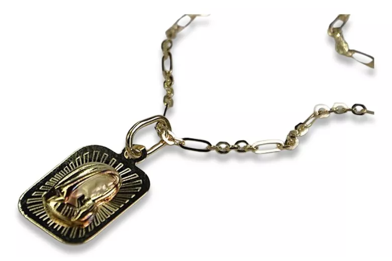 Pandantiv medalion de aur Mary icon cu lanț ★ zlotychlopak.pl ★ aur 585 333 preț scăzut