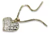 Pendentif coeur moderne en or italien 14 carats avec chaîne serpent cpn029y&cc078yw