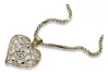 Colgante de corazón moderno de oro italiano de 14k con cadena de serpiente cpn030 y cc078yw