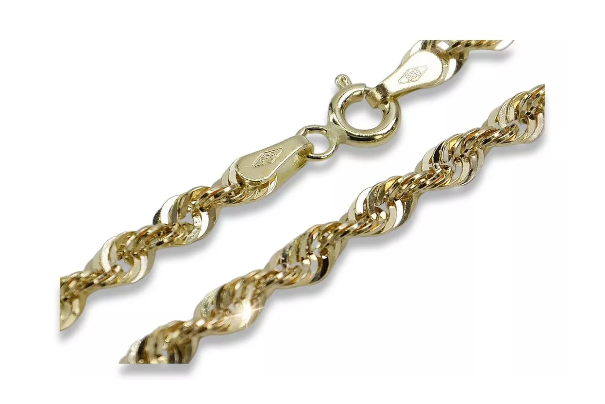 Италианско жълто 14k злато Ново въже диамант нарязани гривна cb087