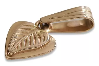 Rosa rusa rosa soviético 14k 585 oro URSS Colgante de hoja vintage vpn002