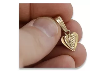 Rosa rusa rosa soviético 14k 585 oro URSS Colgante de hoja vintage vpn002