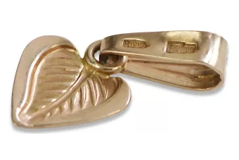 Vintage rose pink 14k 585 gold  Vintage leaf pendant vpn002