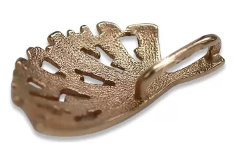 Rosa rusa rosa soviético 14k 585 oro URSS Colgante de hoja vintage vpn015