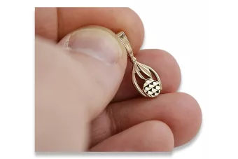 Russische Rose Rosa Sowjet 14k 585 Gold UdSSR Vintage Blatt Anhänger vpn057