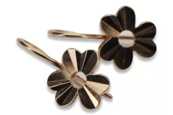 Rosa rusa rosa soviético 14k 585 oro URSS Pendientes de hoja vintage ven120