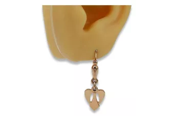 Vintage rose pink 14k 585 gold  Vintage leaf earrings ven245