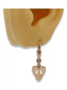 Vintage rose pink 14k 585 gold  Vintage leaf earrings ven245