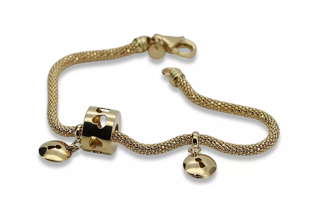 Italian yellow 14k gold charms bracelet cfb018y