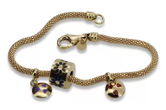 Italian yellow 14k 585 gold charms enamel bracelet cfb019y