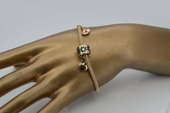 Италианско жълто 14k 585 злато талисмани емайлирана гривна cfb019y