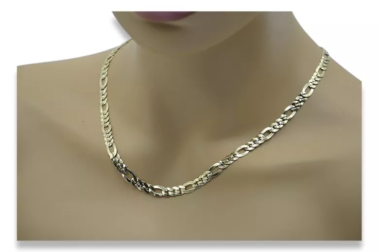 Italienische gelbe 14-Karat-585-Gold-neue Figaro-Massivkette cc042y