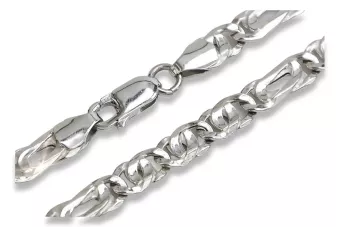 Blanco 14k 585 oro hueco Tiger cadena ojo cc093w