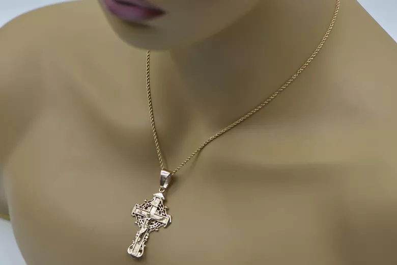 Cruz ortodoxa de oro ★ russiangold.com ★ Oro 585 333 Precio bajo