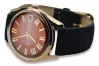 Złoty męski zegarek z różowego złota 14k 585 Poliot vw003