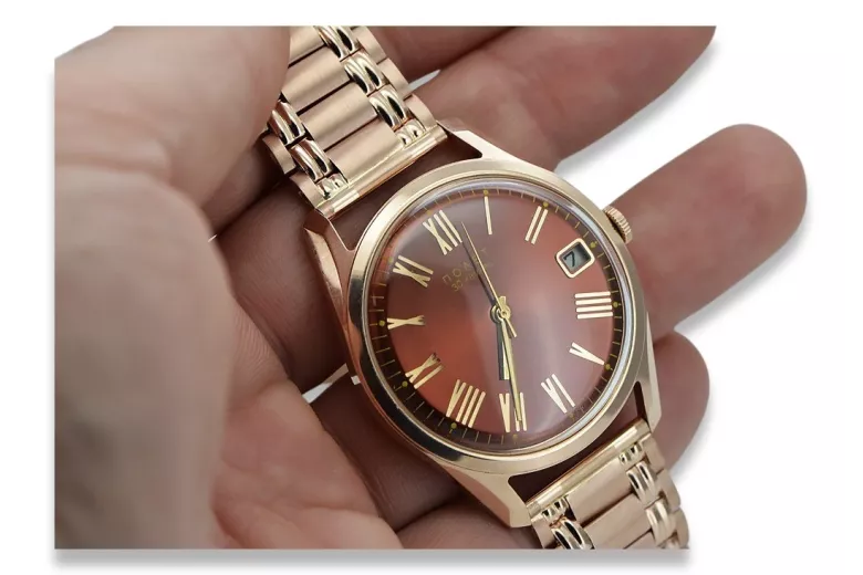 Руски съветски роза 14k 585 злато мъжки полиът часовник vw003r&mbw009r