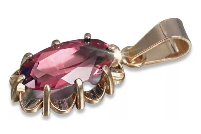 Russische sowjetische Rose 14k 585 Gold Alexandrit Rubin Smaragd Saphir Zirkon ... Anhänger vpc009
