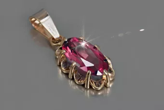 Russische sowjetische Rose 14k 585 Gold Alexandrit Rubin Smaragd Saphir Zirkon ... Anhänger vpc009
