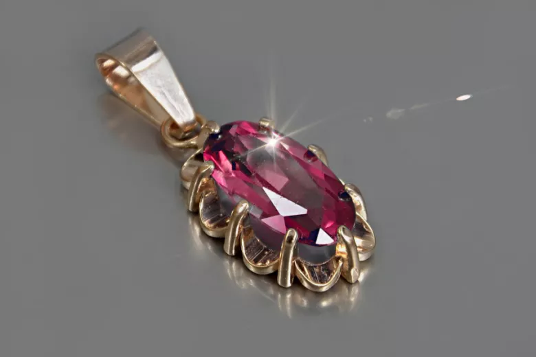 Russische sowjetische Rose 14k 585 Gold Alexandrit Rubin Smaragd Saphir Zirkon ... Anhänger vpc009