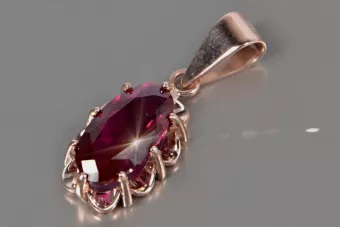 Russische sowjetische Rose 14k 585 Gold Alexandrit Rubin Smaragd Saphir Zirkon ... Anhänger vpc009
