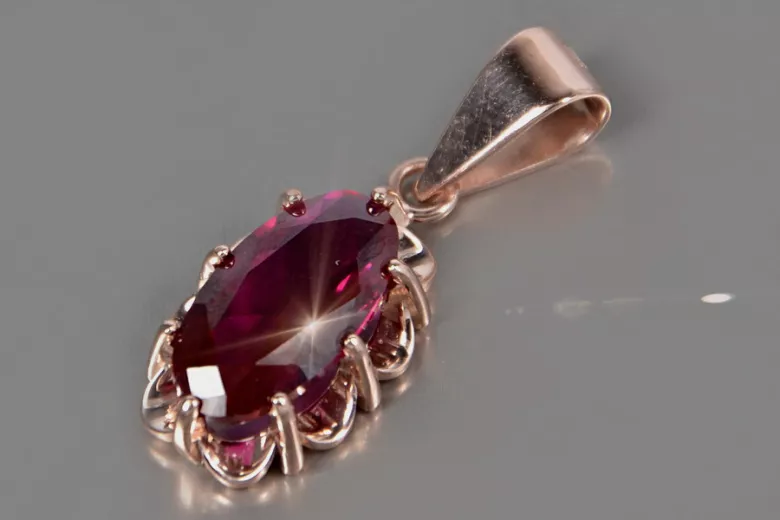 Russische sowjetische Rose 14k 585 Gold Alexandrit Rubin Smaragd Saphir Zirkon ... Anhänger vpc009