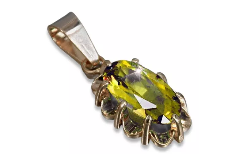 Russische sowjetische Rose 14k 585 Gold Alexandrit Rubin Smaragd Saphir Zirkon ... Anhänger vpc009