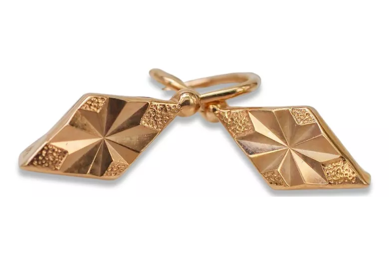 Kolczyki z różowego złota rąby 14k 585 ZSRR Vintage ven060
