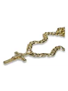 Croix catholique italienne jaune 14 carats et chaîne gourmande