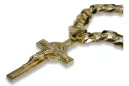 Croix catholique italienne jaune 14 carats et chaîne gourmande