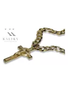 Италиански жълт 14k златен католически кръст & гурмета верига
