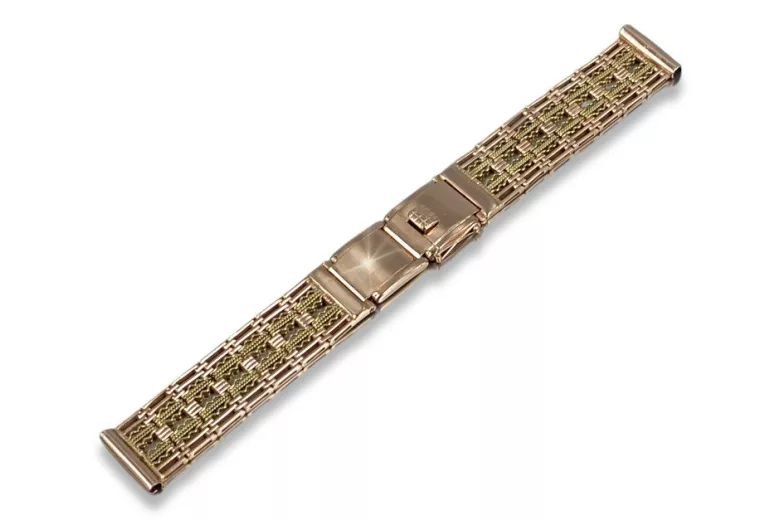 Rosa rusa 14k 585 pulsera de reloj de hombre de oro soviético vbw002