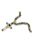 Croix et chaîne catholiques en or jaune blanc 14 carats italien