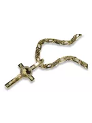 Croix et chaîne catholiques en or jaune blanc 14 carats italien