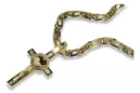 Croix et chaîne catholiques en or jaune blanc 14 carats italien