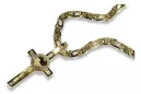 Италиански жълт бял 14k златен католически кръст и верига