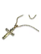 Złoty krzyżyk Katolicki 14k 585 z łańcuszkiem Ankrowym ctc002yw&cc003y