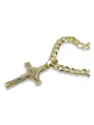 Croix catholique jaune 14 carats & chaîne Gourmette ctc024yw&cc001y