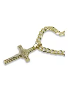 Galben 14k aur cruce catolică & gourmette lanț ctc024yw&cc001y