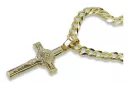 Жълт 14k златен католически кръст & Gourmette верига ctc024yw & cc001y