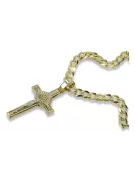 Cruz católica amarilla de oro de 14k y cadena Gourmette ctc024yw&cc001y