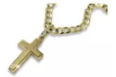 Cruz católica amarilla de oro de 14k y cadena gourmetta ctc026y&cc001y