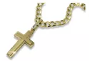 Croix catholique jaune 14 carats & chaîne gourmande ctc026y&cc001y