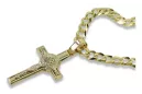 Chaîne italienne en or jaune 14 carats et croix catholique ctc027yw&cc001y