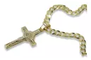 Chaîne italienne en or jaune 14 carats et croix catholique ctc027yw&cc001y