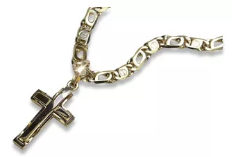 Zlatý kríž s reťazcom ★ złotychlopak.pl ★ Golden Stamp 585 333 Nízka cena!