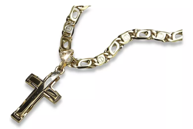 Cruz de oro con una cadena ★ zlotychlopak.pl Sello de oro 585 333 ¡★ Precio bajo!