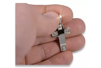 Katalikiškas kryžius pagamintas iš 14k baltojo aukso 585 ctc025w