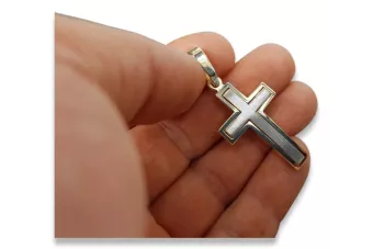 Krzyżyk Katolicki z białego złota 14k 585 zawieszka ctc026w