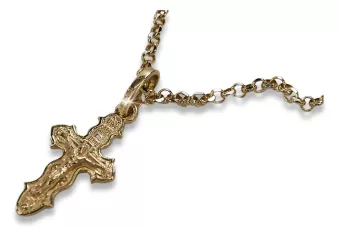 Ortodoxní kříž z růžového zlata 14k 585 s OC014R & CC003R AnKLow řetězcem