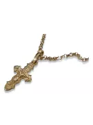 Krzyżyk Prawosławny z różowego złota 14k 585 z łańcuszkiem Ankrowy oc014r&cc003r